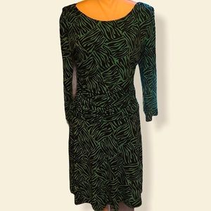 Dress petite, Enfocus, 3/4 sleeves animal print teal